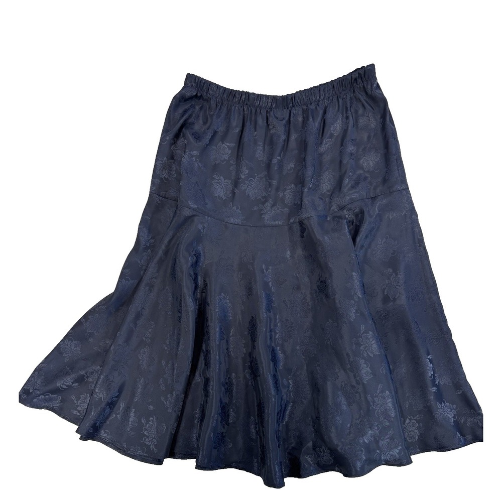 Vintage Women's 12(6/8) Navy Blue Floral Skirt BOHO Dainty Fairy Whimsical Flowy - Picture 2 of 6